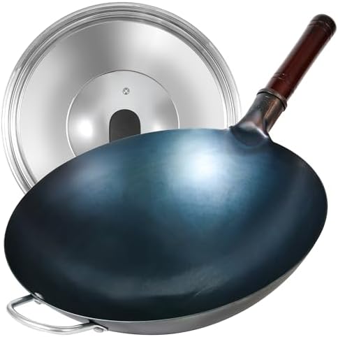 Carbon Steel Wok,14" Round Bottom Wok, Nitrided & Blued