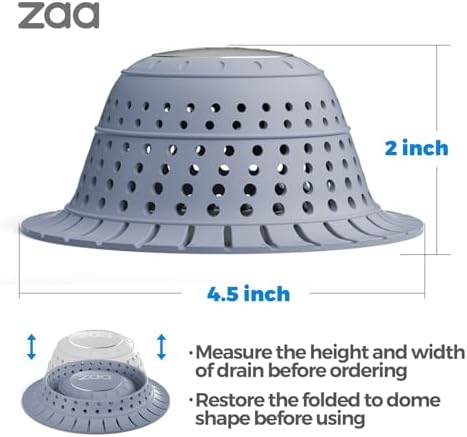 zaa Bathtub Drain Hair Catcher, 2 Pack Silicone Collapsible Bathtub Drain Cover Hair Catcher and Protector for Pop-Up & Regular Drains of Shower, Bathtub, Tub, Bathroom, Sink