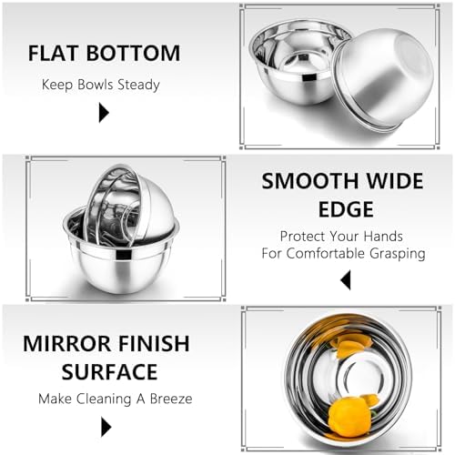 P&P CHEF Stainless Steel Mixing Bowls with Airtight Lids, Multicolor