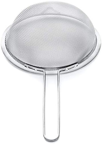 Strainer Set Fine Mesh – Premium 304 Stainless Steel (18/8) – 8″, 5.5″ and 3.3″ Sturdy Kitchen Strainers (Silver)