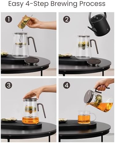 ZENS Magic Teapot with Infuser and Magnetic Lid for Loose Tea Maker, 34oz