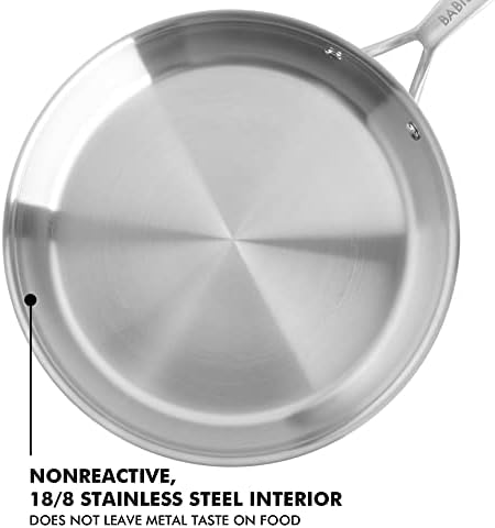 Babish 10-Inch Tri-Ply Stainless Steel Frying Pan – Professional Grade Skillet for Searing, Sautéing & Everyday Cooking