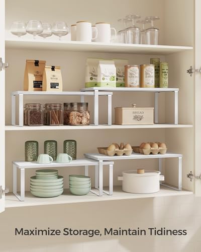 SONGMICS Cabinet Organizer Shelf, Set of 4 Spice Rack, Kitchen Storage