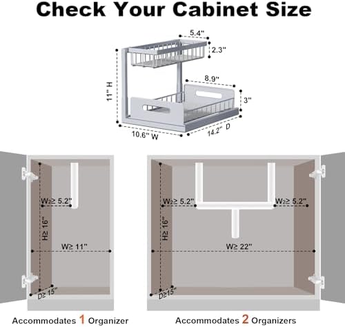 REALINN Under Sink Organizer, Pull Out Cabinet Organizer 2 Tier