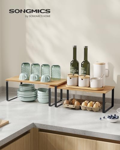 SONGMICS Cabinet Organizer Shelf, Set of 4 Spice Rack, Kitchen Storage
