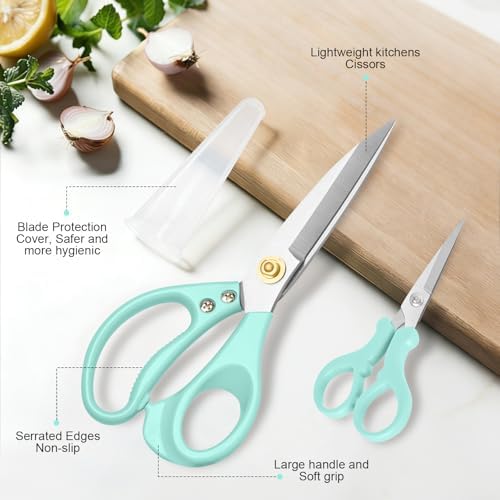 All Purpose Kitchen Scissors, Kitchen Shears Heavy Duty - Dishwasher Safe Food Scissors- Multipurpose Cooking Shears for Meat Poultry Food, Herbs, and Fish, Comfort Grip Handles, Green