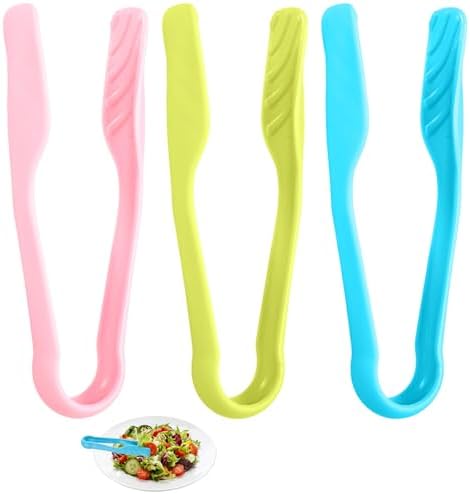 3Pcs Tongs for Kids - 5.7 Inch Mini Cooking Tongs, Colored Fine Motor Kid Tong for Serving Appetizers Baking Salad Preschool Learning Activities Classroom Supplies