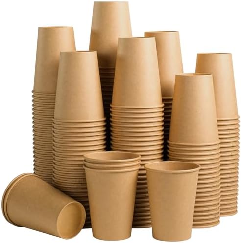 Clawsoff 180 Pack 12 oz Coffee Cups Brown Kraft Disposable Hot Paper Cups
