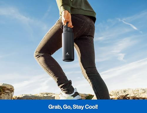 POWCAN 40 oz Insulated Water Bottle with 2-in-1 Straw and Spout Lid, Keep Cold 24H, Leak-Proof, BPA-Free, Double Wall Stainless Steel Water Bottle for Sports, Gym, Travel, and School (Pacific Ocean)