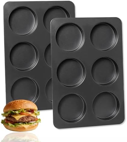 2 Pcs English Muffin Pans, 3.6 Inch Non-Stick 6 Cup Straight Side Cupcake Pan, Hamburger Bun Pan for Baking Muffin Egg Sandwich Frittata Cinnamon Roll (Lid NOT Included)