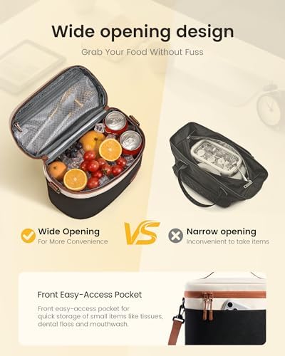 LOVEVOOK Insulated Lunch Box for Women Men, Reusable Lunch Bag for Work Picnic Beach College School, Leakproof Cooler Bag with Shoulder Strap & Ice Pack, Lunch Box/Bag for Mom Teacher Kids Girl Boy