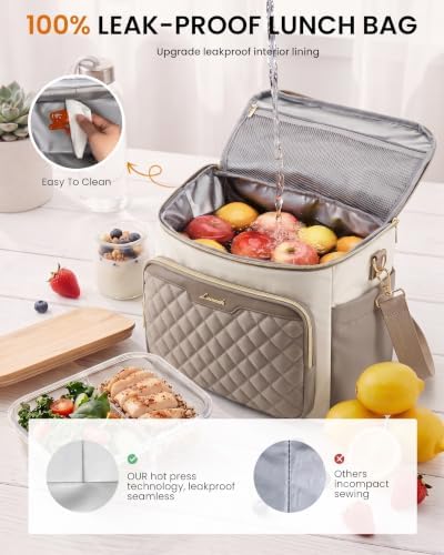 LOVEVOOK Lunch Box for Women, Wide Opening Cute Insulated Lunch Box Bag