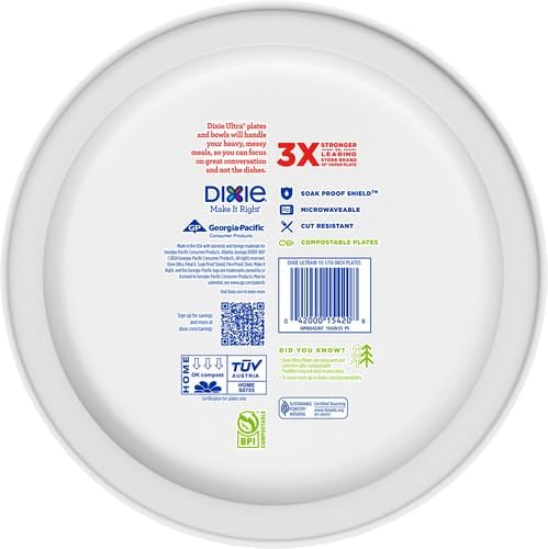 Dixie Paper Plates, 10 Inch, 44 Count | 3X Stronger | Heavy Duty | Microwave-Safe | Soak-Proof