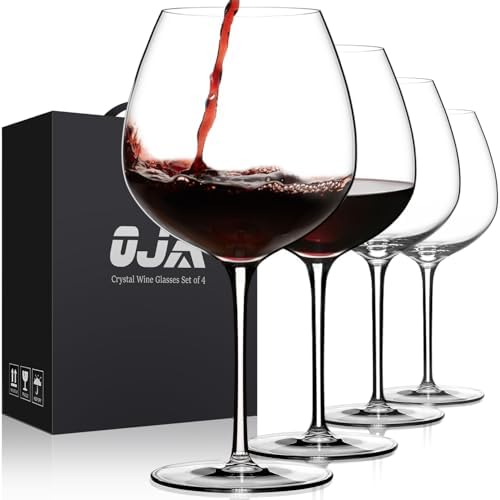 OJA Wine Glasses Set, Crystal Red Hand Blown Wine Glass, Set of 4,23.5 oz