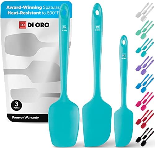 DI ORO Silicone Spatula Set - 600F Heat Resistant, 3-Pc Teal