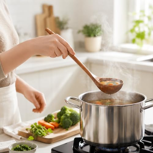 2 Pcs Wooden Ladle Set, Wood Ladle Keelwood, 2 Sizes