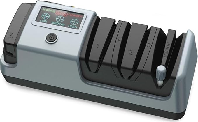Electric Knife Sharpener for Knives, Scissors, Axes, 5-in-1 Multi-Function Sharpener with Adjustable Speed, 3-Stage Diamond Grinding, Ceramic Polishing Rod, LCD Display