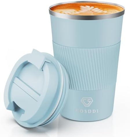 CS COSDDI 12 oz Coffee mug - Stainless Steel Coffee Cup with Leakproof Lid