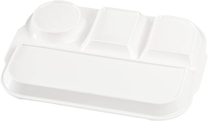 TOPZEA 4 Pack Divided Dinner Trays, Ceramic Serving Platter Dinner Plates with 4 Compartments Partition Fast Food Lunch Tray for Portion Control, Fondue Plates with Vinegar Sauce Dish