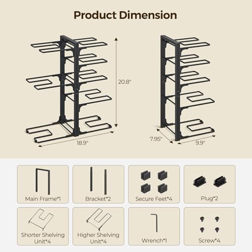 LAMU 8-Tier Heavy Duty Pots and Pans Organizer under Cabinet, 20.8" H