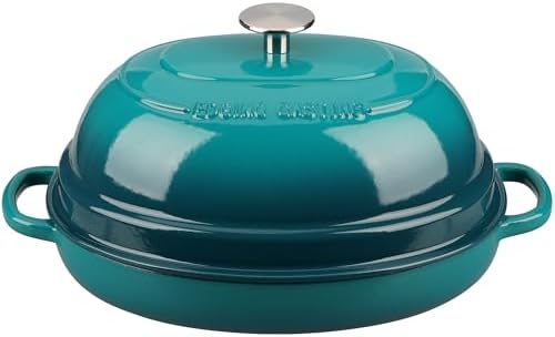 EDGING CASTING Enameled Oval Cast Iron Dutch Oven Pot with Lid, Bread Dutch Oven for Sourdough Bread Baking, Dutch Oven Bread, Bread Oven, 6QT, Darkcyan