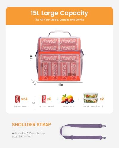 LOVEVOOK Lunch Bag for Men Women, Insulated Lunch Box, Large Cooler Lunbox