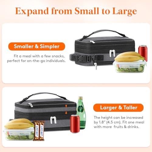 Lifewit Expandable Lunch Box for Men, Insulated Lunch Bag
