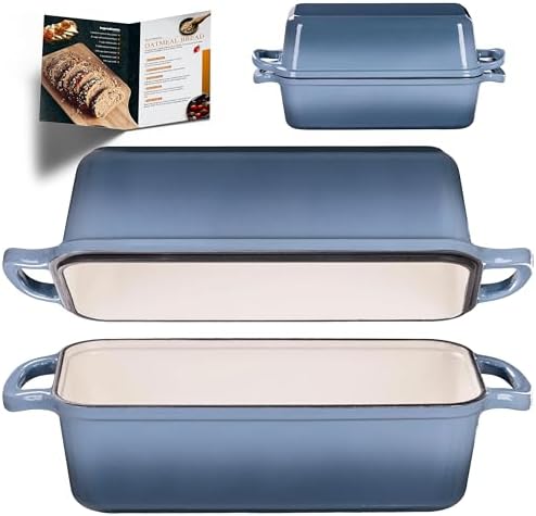 11x5 Inch Cast Iron Loaf Pan with Lid, Sourdough Bread Baking