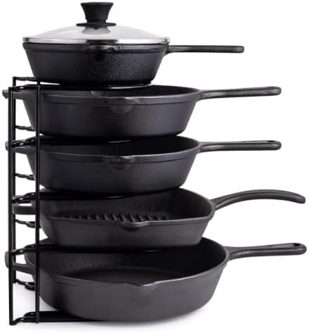 Cuisinel 5-Tier Pan Organizer for Cast Iron Skillets Griddles, Black 12.2"