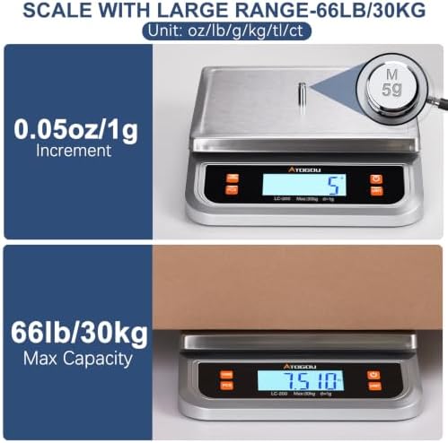 Atogou 66lb Food Scale, Commercial Kitchen Scale Plug-in Usable