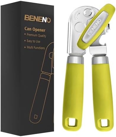 Beneno Heavy Duty Hand Can Opener Manual with Magnet, Lime Green
