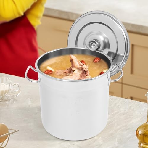 12 Quart 304 Stainless Steel Stockpot Commercial Large Stock Pot with Lid & Handles, Cookware Soup Pot for Boiling Cooking Stew, Induction Cooking Pot for Home Restaurant Hotel (12L/12Qt)