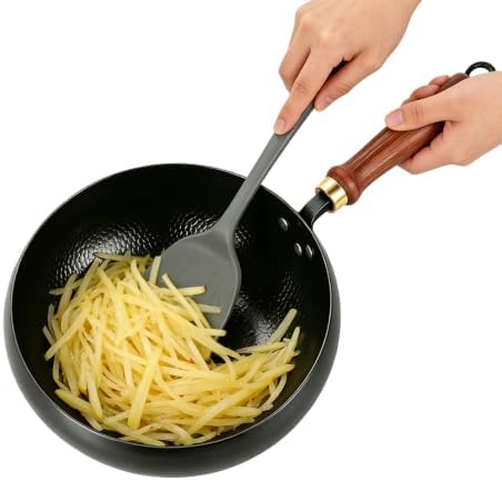 Hand Hammered Wok Pan, 9.45 Inch Chinese Wok for Gas stove,Induction cooker