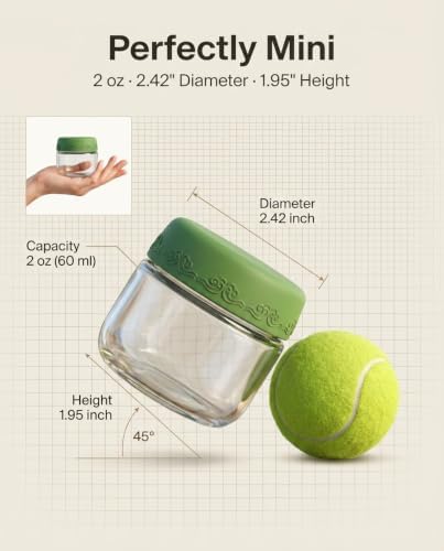 2 OZ Salad Dressing Jar 8 Pack, Airtight Leakproof Bulk Small Glass Sauce Jar with Lids, Reusable for Lunch Box, Bento, Travel & Meal Prep (2 OZ-8Pack)
