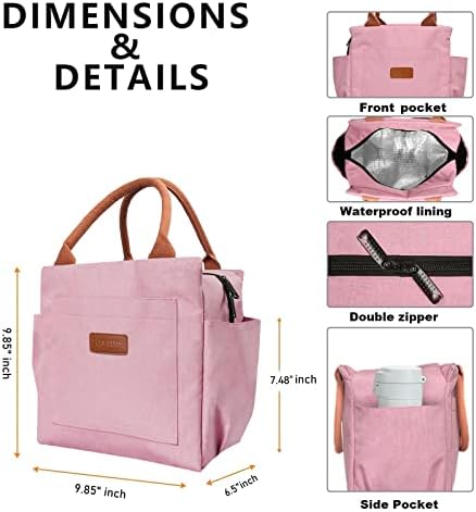Joymee Insulated Lunch Bag For Women Reusable Leakproof - Light Pink