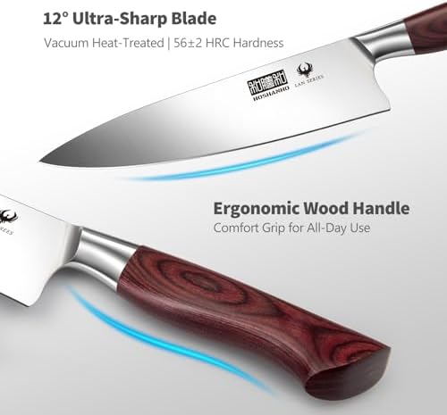 HOSHANHO 7PCS Kitchen Knife Set with Block, Sharp Chef Knives & Sharpener