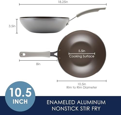 Rachael Ray Cook + Create Nonstick Stir Fry Pan/Wok, 10.5 Inch, Gray