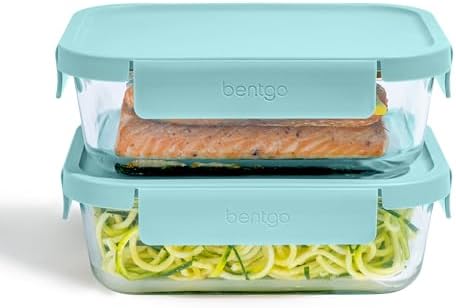 Bentgo Glass Leak-Proof Food Storage Set, 4 Piece, Airtight Lids, BPA-Free