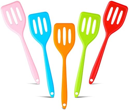 5 Pack Small Silicone Slotted Spatula Turner for Cooking Baking