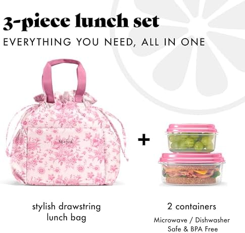 Fit & Fresh Cromwell Cinch Insulated Lunch Bag for Women w/Containers