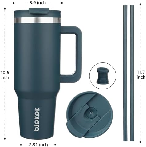 BJPKPK 40 oz Insulated Tumbler with Handle & Straw, Stainless Steel