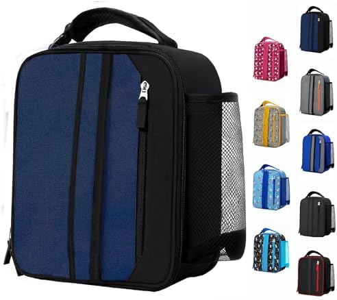 Lunch Box Insulated Lunch bag for Men Teen Kids Boys Adult Portable Stylish Small Lunchbox Special Design for Working Office school Picnic (Navy Blue 6L (Without Shoulder Straps))