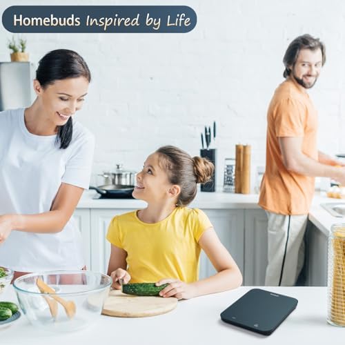 Homebuds Food Scale, 33lb/15kg Digital Kitchen Scale, Weight Grams and Ounces in 1g/0.1oz Precision for Baking and Cooking, LED Display, 3*AAA Batteries Included, Tempered Glass, Blue