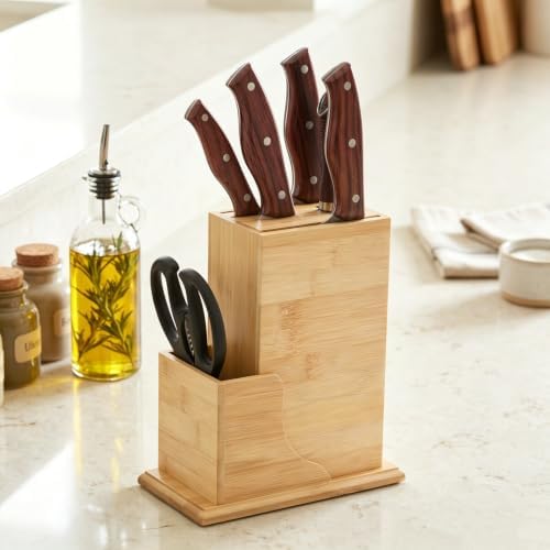 7 Slots Universal Knife Block, Kitchen Knife Holder for Counterop