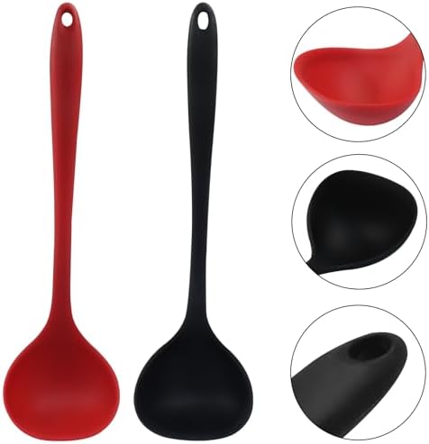 Jiozermi 2 Pcs Silicone Soup Ladle, 12-Inch Long Handle