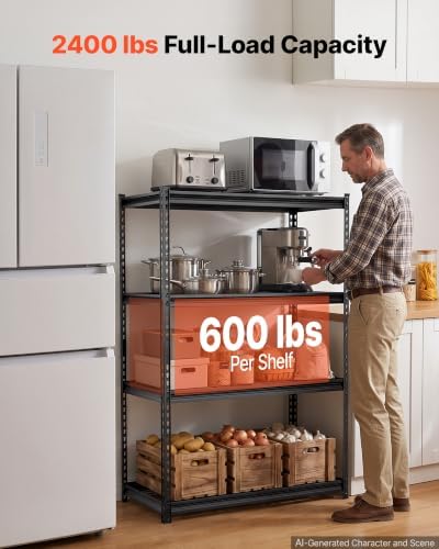VEVOR Storage Shelves, 4-Tier 2400 lbs Garage Shelving 40 x 20 x 60 in