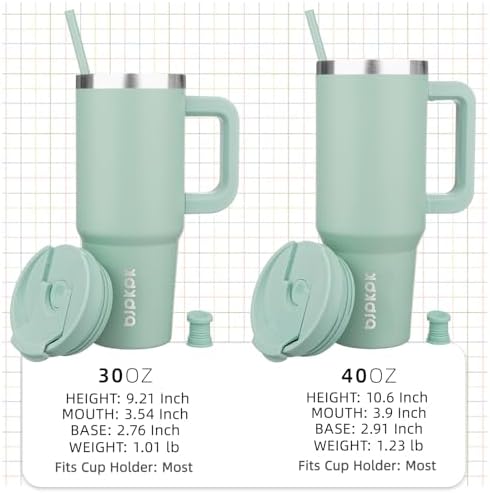 BJPKPK 30 oz Insulated Tumbler with Handle & Straw, Stainless Steel