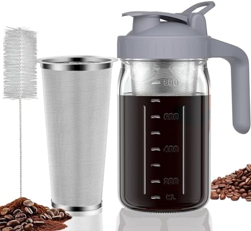 JunVpic Cold Brew Coffee Maker, 32 oz Glass Mason Jar Pitcher