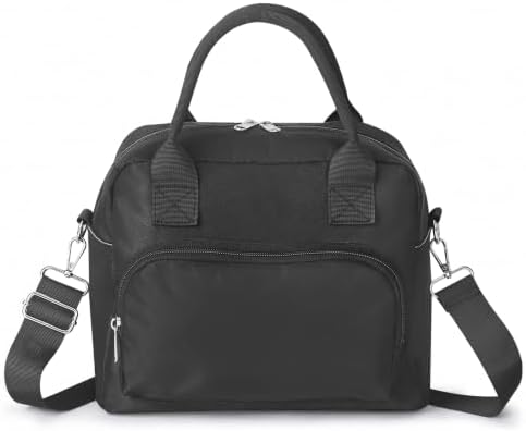 LOVELYWIND Large Insulated Lunch Bag For Women, Black Lunch Box 12L