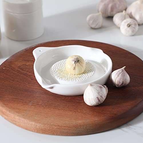 ONTUBE Ceramic Grater Plate for Ginger, Garlic, Onion (5.5" x 2 Pieces)